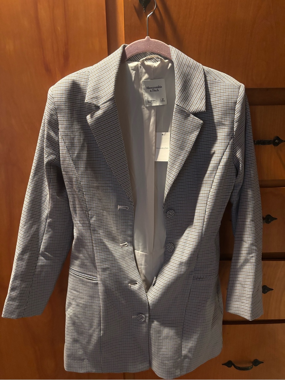 Abercrombie & Fitch Women’s Light Gray Checked Blazer Dress
